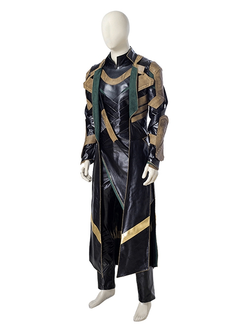 Loki Season 1 Halloween Cosplay Loki Armor Suit Cosplay Costume Black Long Coat