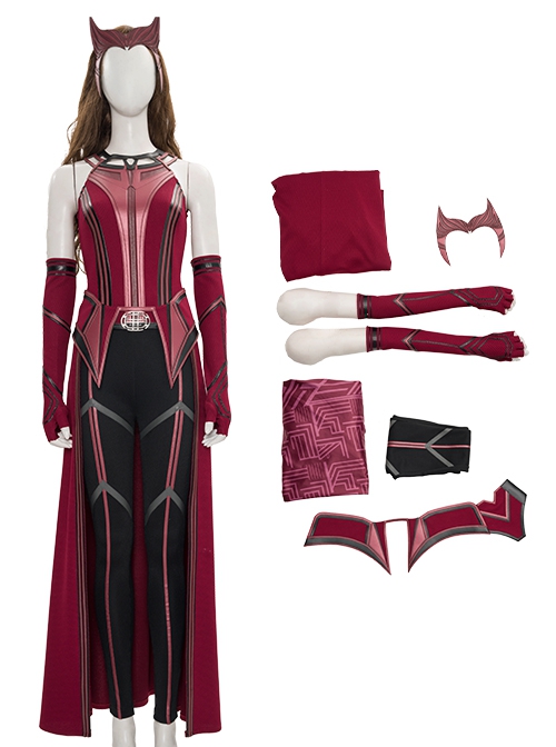 Wanda Vision Halloween Cosplay Scarlet Witch Wanda Django Maximoff Battle Suit Costume Second Version Full Set