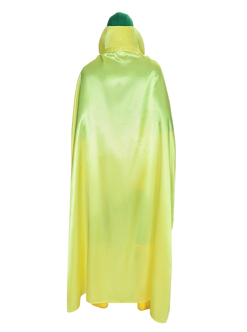 Wanda Vision Halloween Cosplay Vision Green Bodysuit Yellow Cloak Costume Set