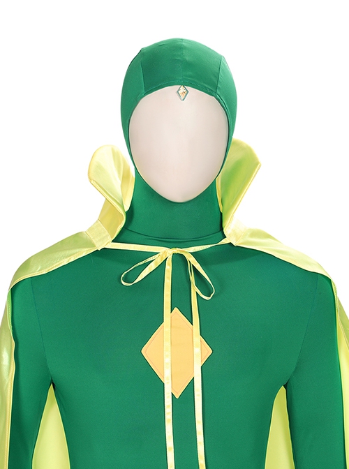 Wanda Vision Halloween Cosplay Vision Green Bodysuit Yellow Cloak Costume Set