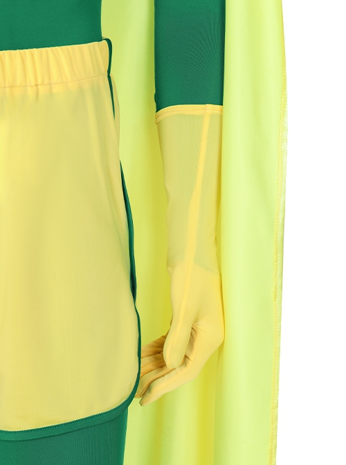 Wanda Vision Halloween Cosplay Vision Green Bodysuit Yellow Cloak Accessories Yellow Gloves