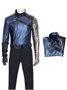 The Falcon And The Winter Soldier Halloween Cosplay Bucky Barnes Winter Soldier Costume Blue One Arm Jacket