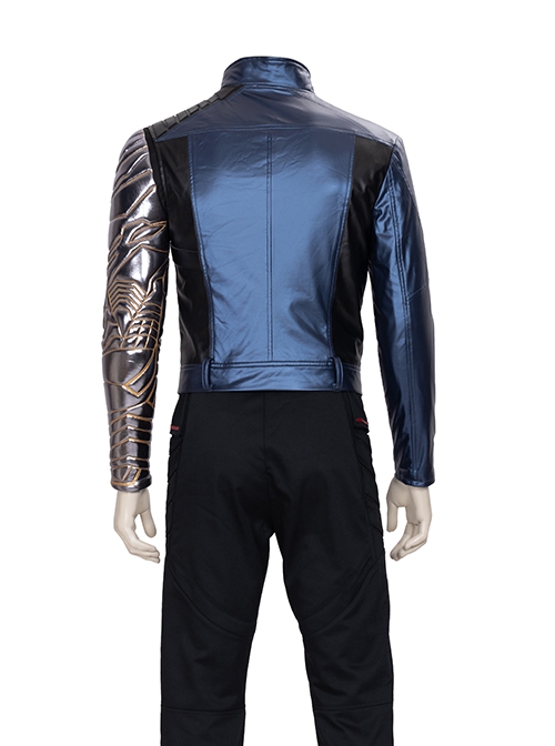 The Falcon And The Winter Soldier Halloween Cosplay Bucky Barnes Winter Soldier Costume Blue One Arm Jacket