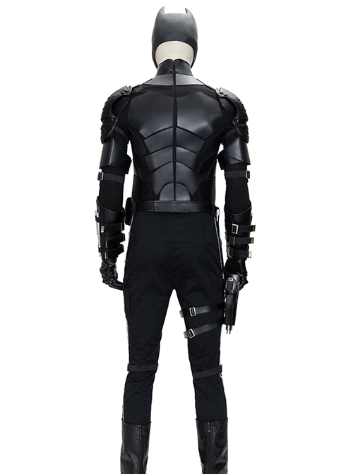 The Batman Halloween Cosplay Bruce Wayne Black Battle Suit Costume Black Shoulder Armor Components And Top