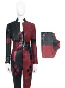 The Suicide Squad Halloween Cosplay Harley Quinn Costume Black-Red Short Jacket