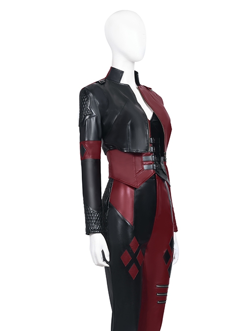 The Suicide Squad Halloween Cosplay Harley Quinn Costume Black-Red Short Jacket