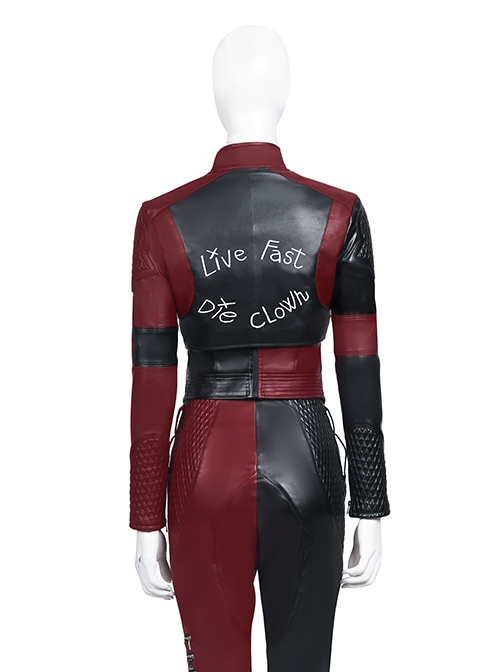 The Suicide Squad Halloween Cosplay Harley Quinn Costume Black-Red Short Jacket