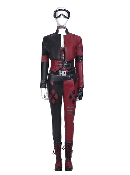 The Suicide Squad Halloween Cosplay Harley Quinn Costume Black-Red Short Jacket