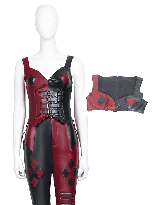 The Suicide Squad Halloween Cosplay Harley Quinn Costume Black-Red Vest