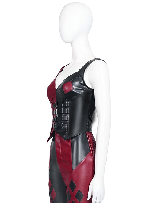 The Suicide Squad Halloween Cosplay Harley Quinn Costume Black-Red Vest