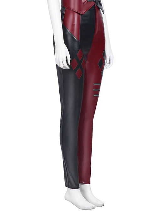 The Suicide Squad Halloween Cosplay Harley Quinn Costume Black-Red Trousers