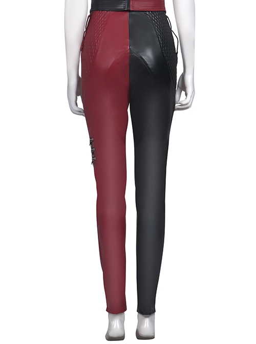 The Suicide Squad Halloween Cosplay Harley Quinn Costume Black-Red Trousers