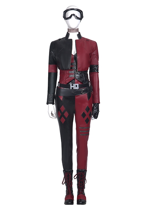 The Suicide Squad Halloween Cosplay Harley Quinn Costume Black-Red Trousers