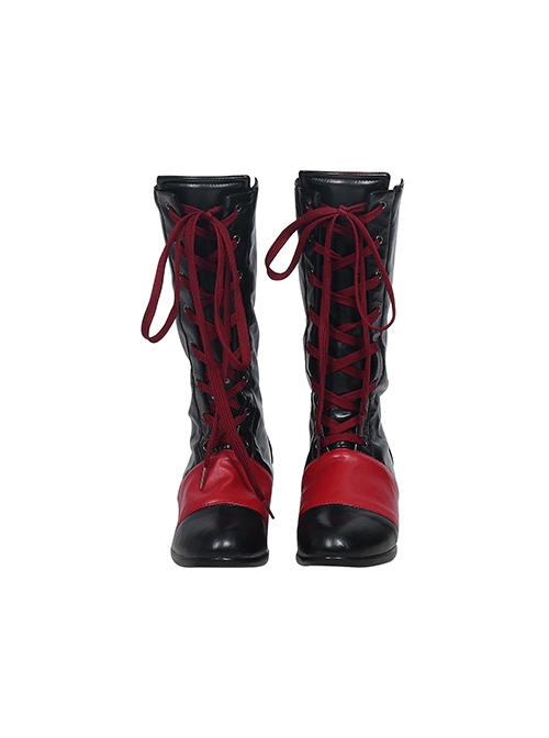 The Suicide Squad Halloween Cosplay Harley Quinn Accessories Black-Red Boots