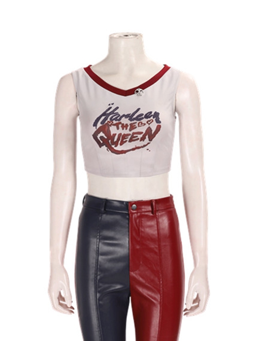 Suicide Squad Kill The Justice League Halloween Cosplay Harley Quinn Costume White Short Vest