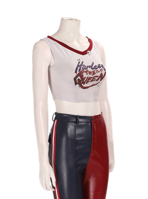 Suicide Squad Kill The Justice League Halloween Cosplay Harley Quinn Costume White Short Vest