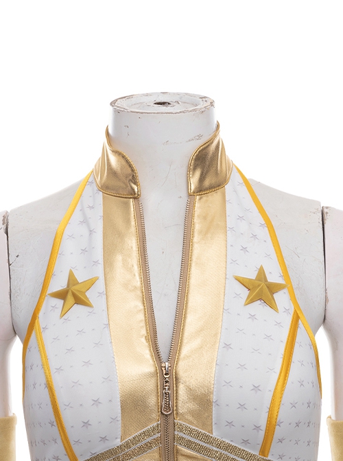 The Boys Season 2 Halloween Cosplay Starlight Annie January Backless Battle Suit Costume One-piece White Golden Bodysuit