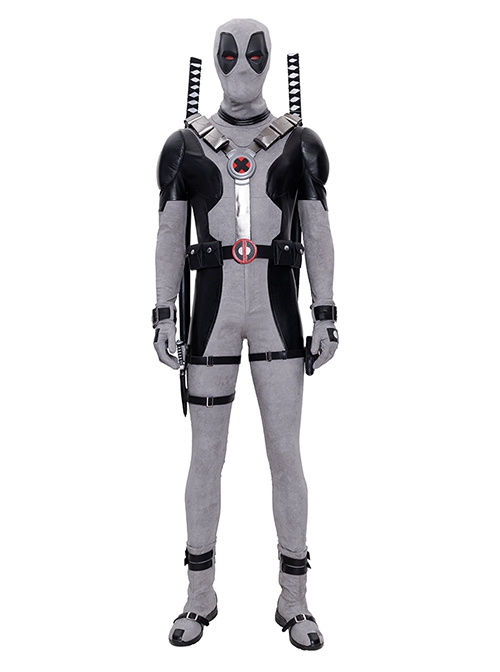 Comics X-Force Halloween Cosplay White Deadpool Gray-black Battle Suit Accessories Gray Boots