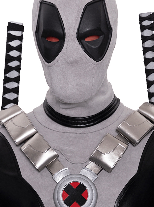 Comics X-Force Halloween Cosplay White Deadpool Gray-black Battle Suit Accessories Gray PE Headcover