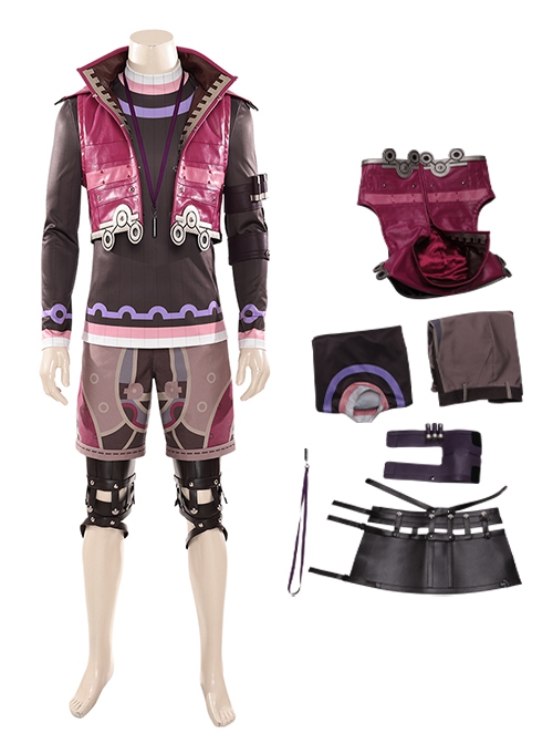 Xenoblade Chronicles Halloween Cosplay Shulk Pink Vest Jacket Set Costume Set