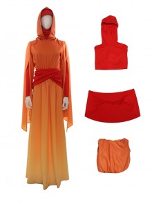 Star Wars Episode I The Phantom Menace Halloween Cosplay Padme Amidala Orange Gradient Dress Costume Full Set