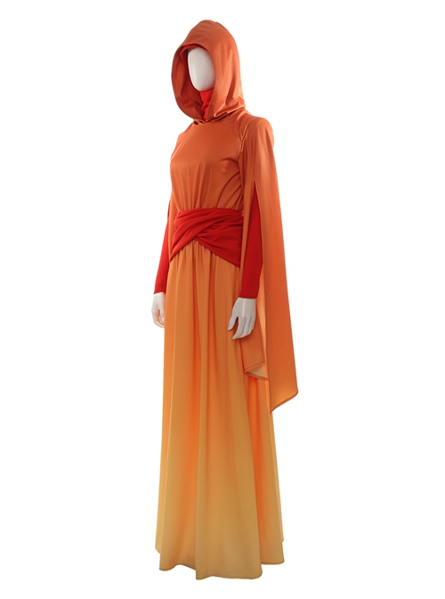 Star Wars Episode I The Phantom Menace Halloween Cosplay Padme Amidala Orange Gradient Dress Costume Full Set