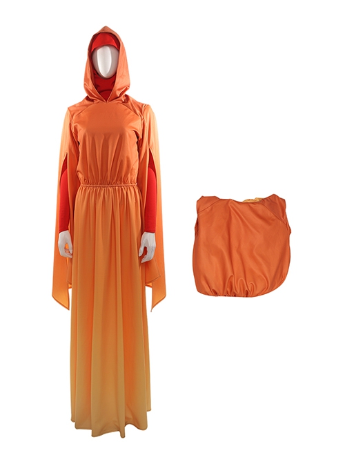 Star Wars Episode I The Phantom Menace Halloween Cosplay Padme Amidala Orange Gradient Dress Costume Orange Gradient Dress