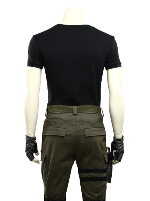 Resident Evil 3 Remake Biohazard RE 3 Halloween Cosplay Carlos Oliveira Costume Black T-shirt