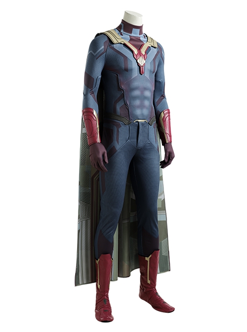 Avengers Age Of Ultron Halloween Cosplay Vision Blue Bodysuit Battle Suit Costume Set