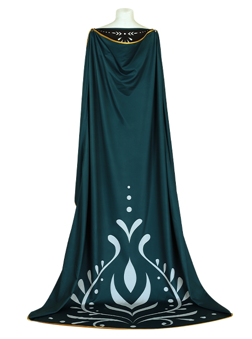 Frozen II Halloween Cosplay Anna Dark Green Dress With Cloak Costume Full Set