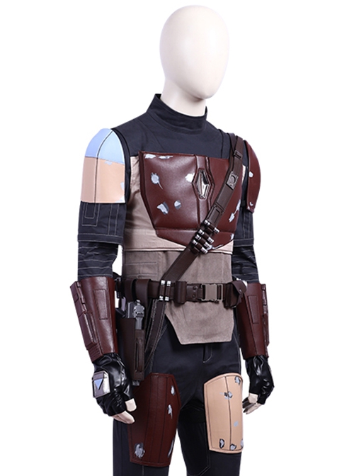 The Mandalorian Halloween Cosplay Mandalorian Costume Black Top And Shoulder Armors