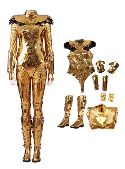 Wonder Woman 1984 Halloween Cosplay Wonder Woman Diana Prince Golden Battle Suit Costume Set Without Helmet