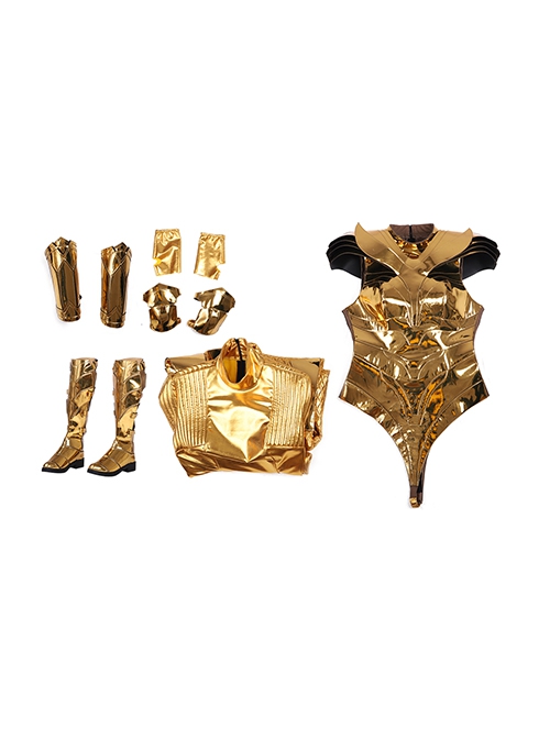 Wonder Woman 1984 Halloween Cosplay Wonder Woman Diana Prince Golden Battle Suit Costume Set Without Helmet