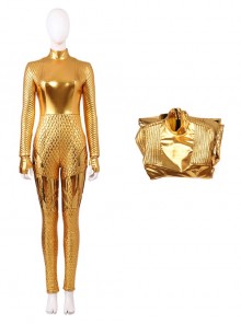 Wonder Woman 1984 Halloween Cosplay Wonder Woman Diana Prince Golden Battle Suit Costume Golden Bodysuit