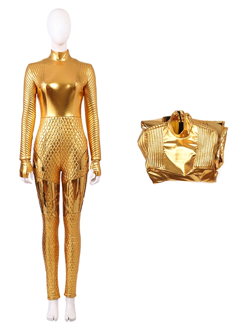 Wonder Woman 1984 Halloween Cosplay Wonder Woman Diana Prince Golden Battle Suit Costume Golden Bodysuit