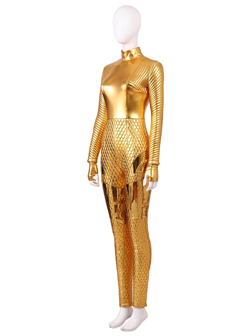 Wonder Woman 1984 Halloween Cosplay Wonder Woman Diana Prince Golden Battle Suit Costume Golden Bodysuit