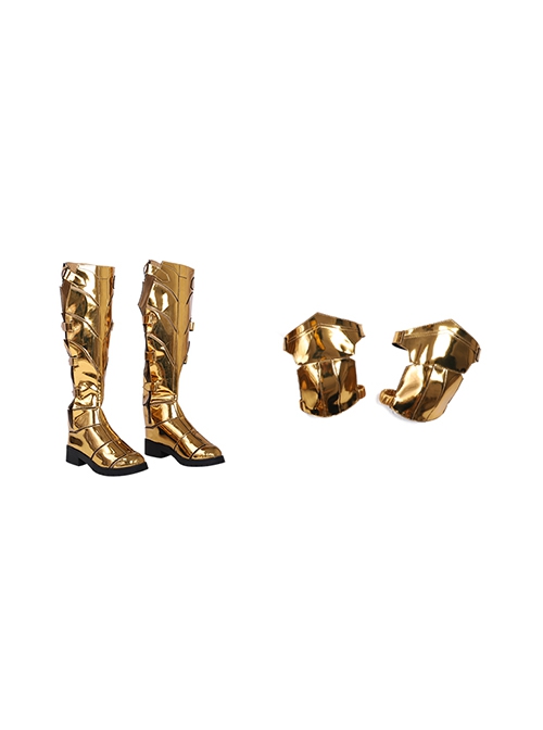 Wonder Woman 1984 Halloween Cosplay Wonder Woman Diana Prince Golden Battle Suit Accessories Golden Boots And Knee Guards