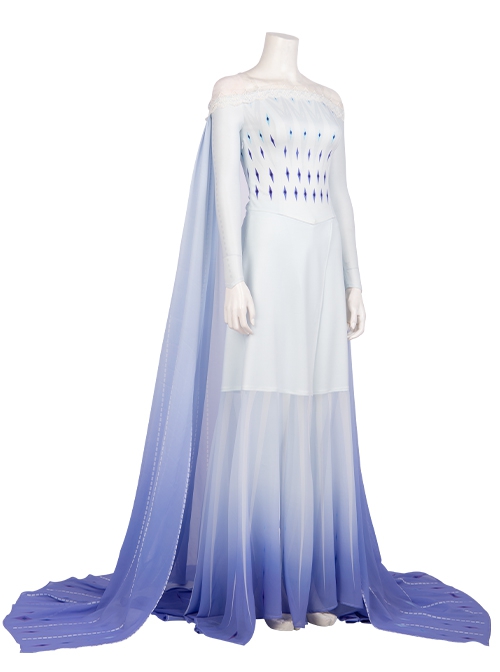 Frozen II Halloween Cosplay Elsa Same Off Shoulder Light Blue Purple Gradient Dress