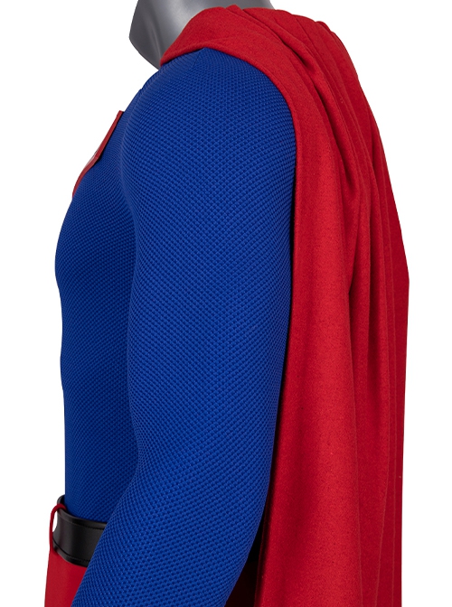 Crisis On Infinite Earths Halloween Cosplay Superman Blue Battle Suit Costume Red Cloak