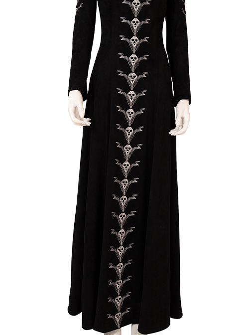 Maleficent Halloween Cosplay Maleficent Skeleton Embroidered Black Long Dress Costume Set