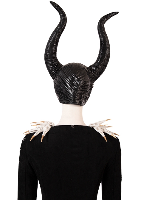 Maleficent Halloween Cosplay Maleficent Skeleton Embroidered Black Long Dress Accessories Black Hat