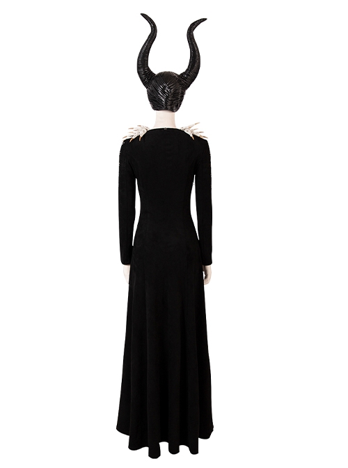 Maleficent Halloween Cosplay Maleficent Skeleton Embroidered Black Long Dress Costume Black Dress