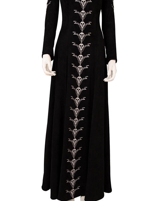 Maleficent Halloween Cosplay Maleficent Skeleton Embroidered Black Long Dress Costume Black Dress