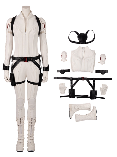 Black Widow Halloween Cosplay Natasha Romanoff White Battle Suit Costume Full Set