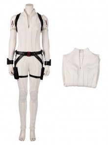 Black Widow Halloween Cosplay Natasha Romanoff White Battle Suit Costume White Bodysuit