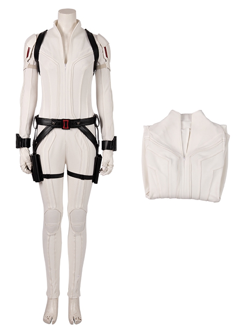 Black Widow Halloween Cosplay Natasha Romanoff White Battle Suit Costume White Bodysuit