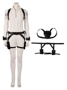 Black Widow Halloween Cosplay Natasha Romanoff White Battle Suit Accessories Black Belt And Back Strap Components