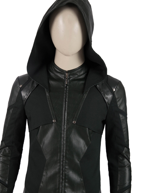 Arrow Season 8 Halloween Cosplay Green Arrow Oliver Queen Battle Suit Costume Green Hooded Top