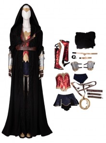 Wonder Woman 1984 Halloween Cosplay Diana Prince Black Cloak Suit Costume Full Set