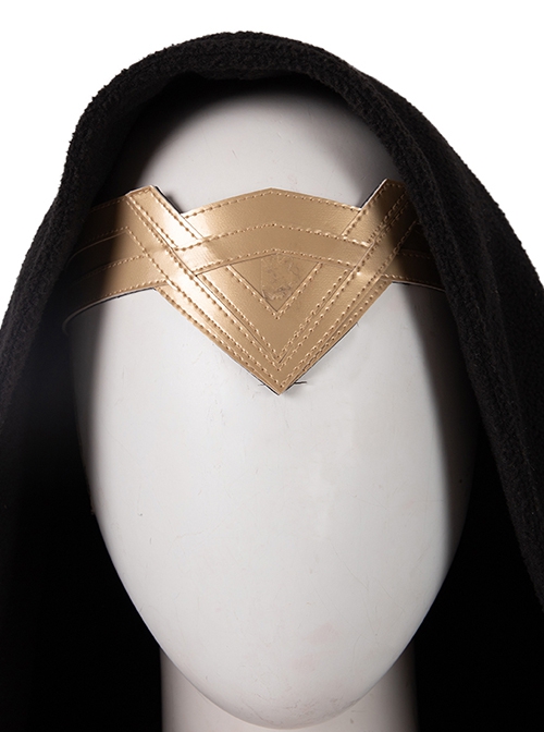 Wonder Woman 1984 Halloween Cosplay Diana Prince Black Cloak Suit Accessories Golden Headwear